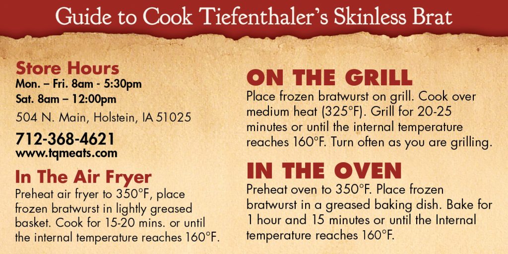 How to Cook Skinless Brats Tiefenthaler Quality Meats